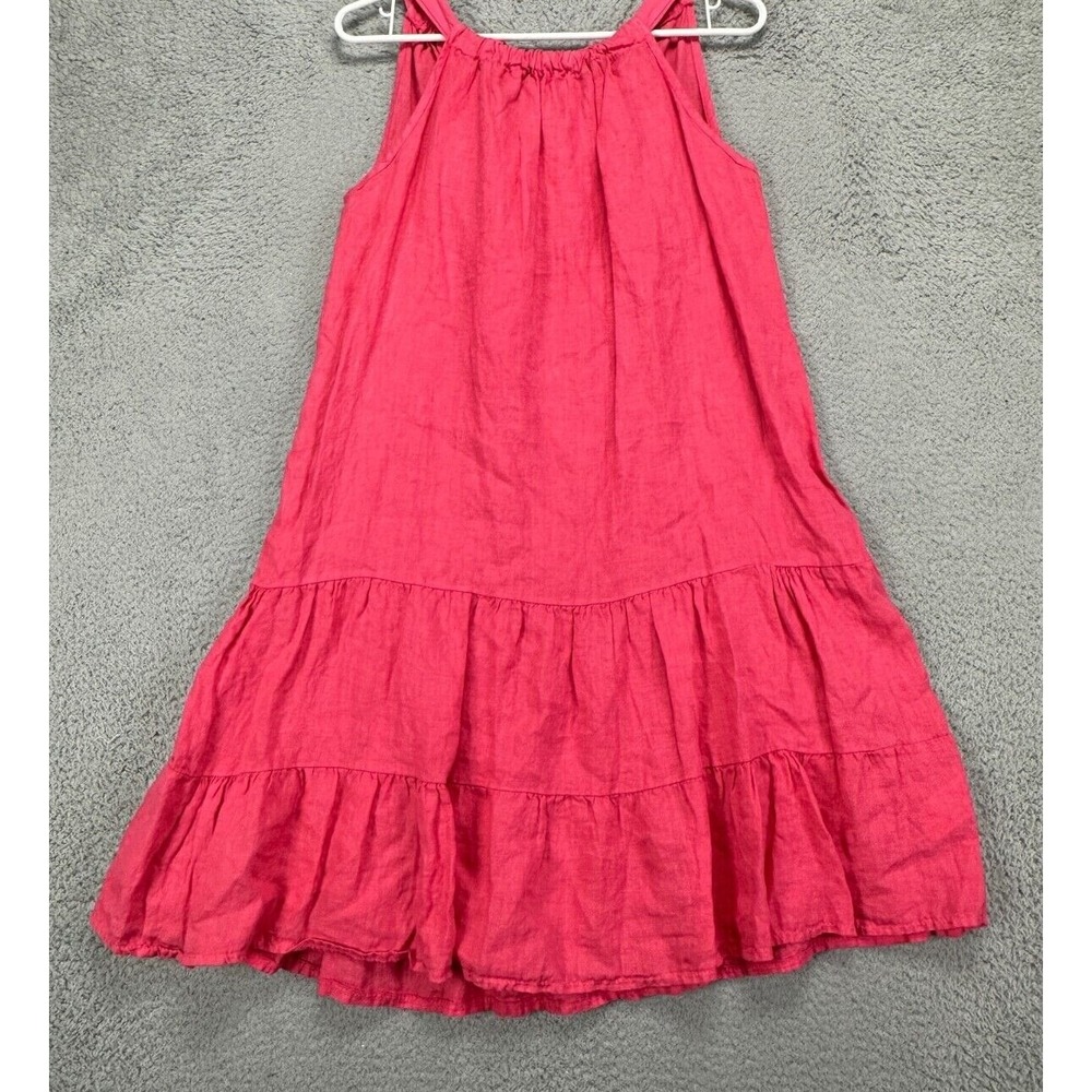 Bellambra Dress Womens XS Pink Tie Back Tiered Shift Knee Length Halter Linen